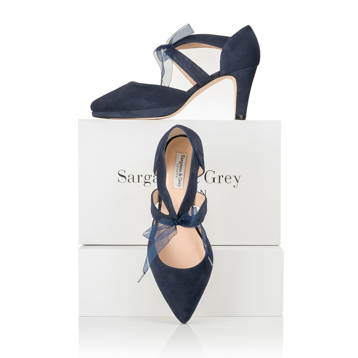 Wide Width Navy Blue Suede Shoes with slim buckle strap â Sargasso and Grey