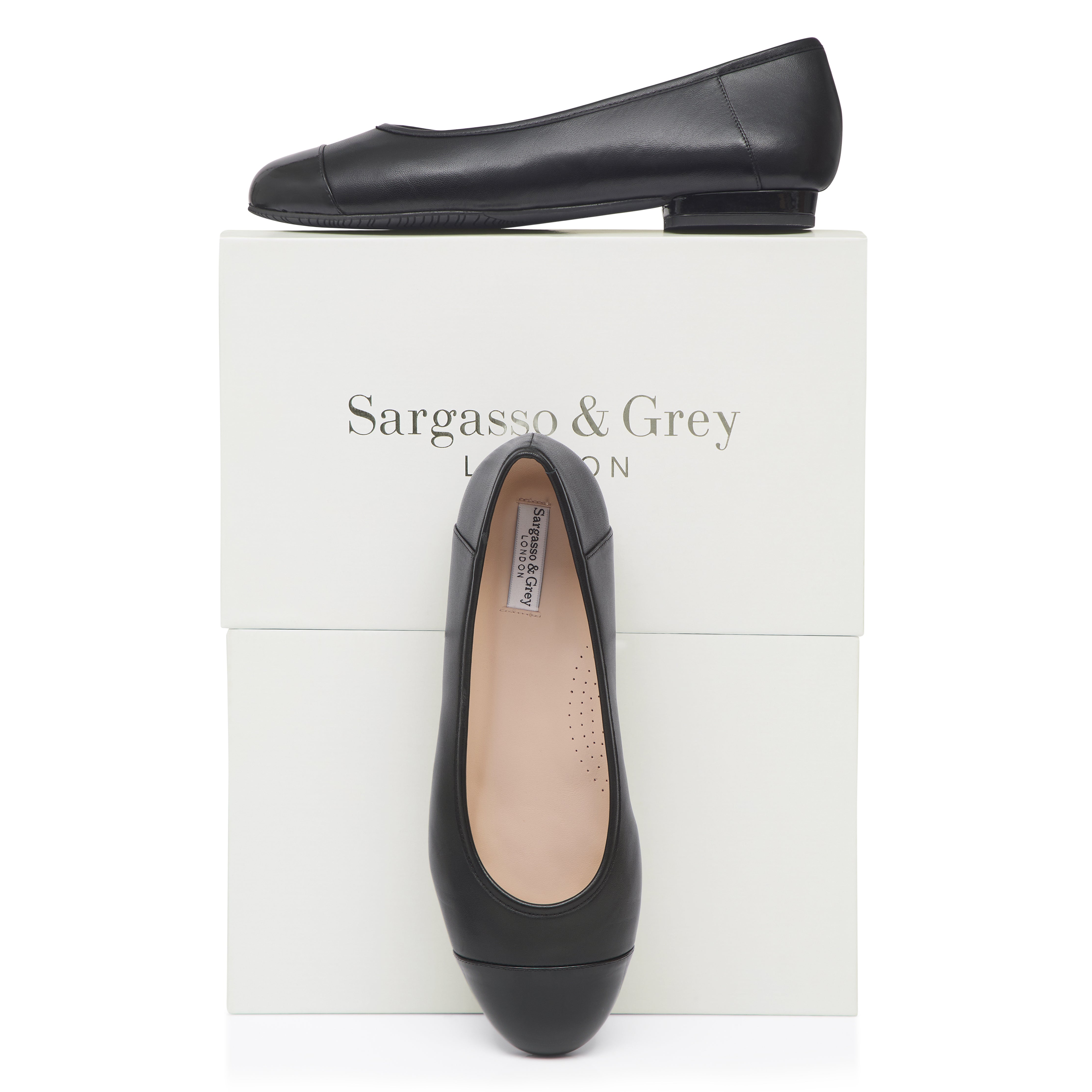 Wide Width Black Leather Ballet Flats – Sargasso and Grey USA