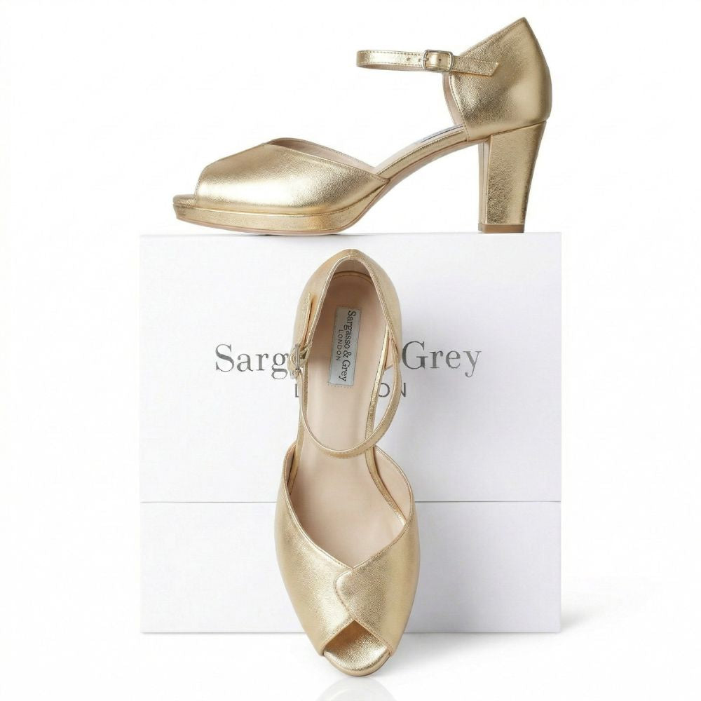 Elkie Wide Width Sandal - Gold Leather | Sargasso and Grey US