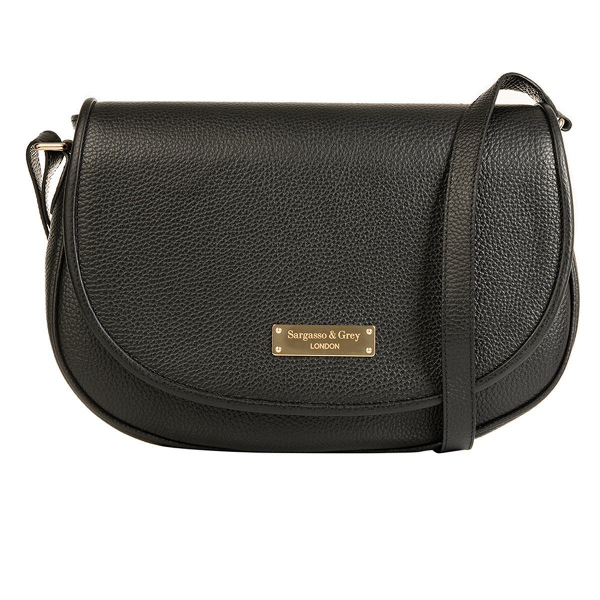 Black Leather Crossbody bag Sargasso and Grey