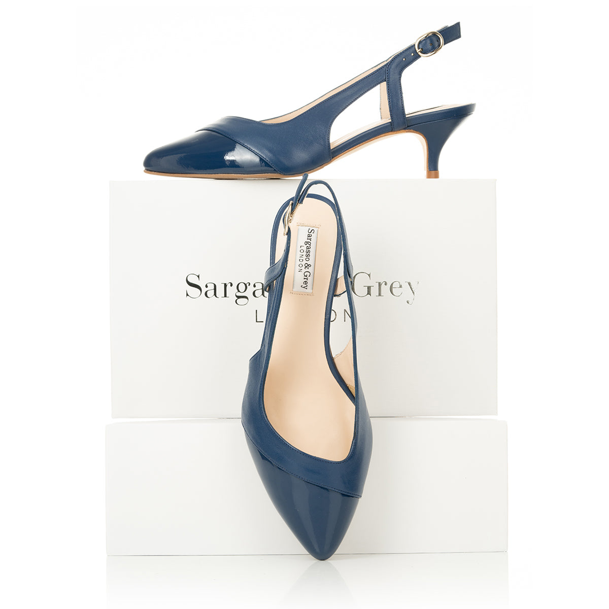 Lena Wide Width Slingback Blue Leather