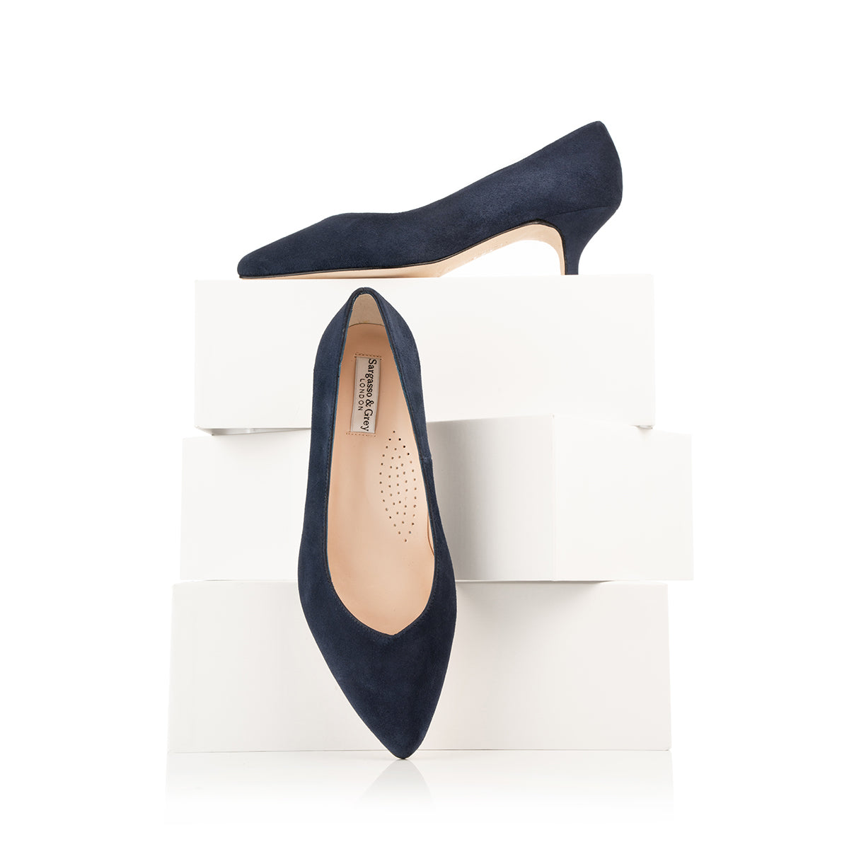 Extra-wide Width Navy Suede Court Kitten Heels – Sargasso and Grey