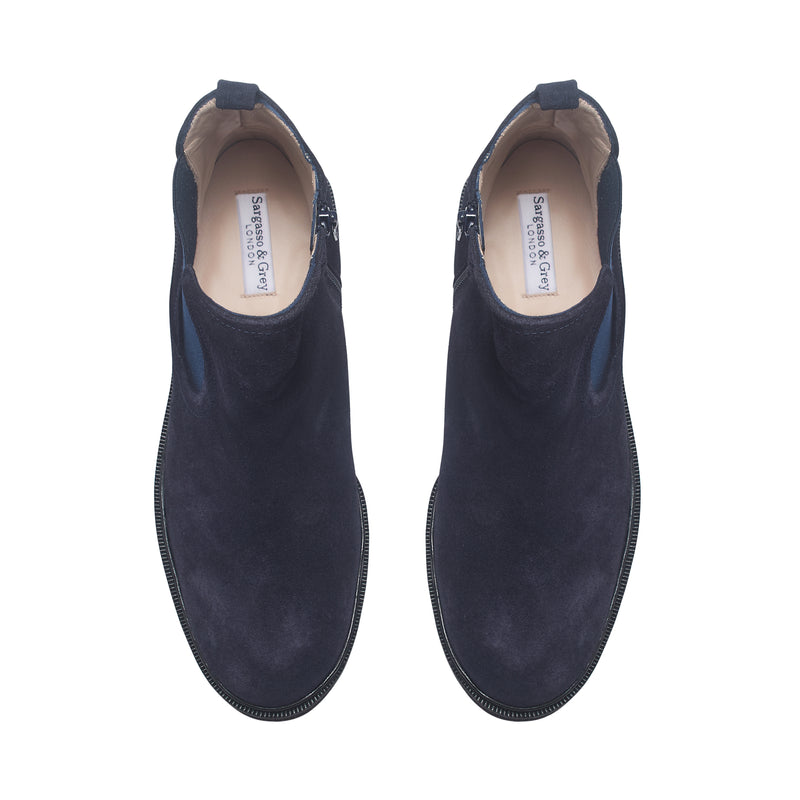 Koto Extra Wide Width Chelsea Boots - Navy Suede