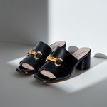 Amanda Extra Wide Width Mules  - Black Leather