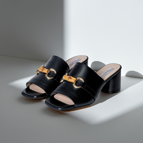 Amanda Extra Wide Width Mules  - Black Leather