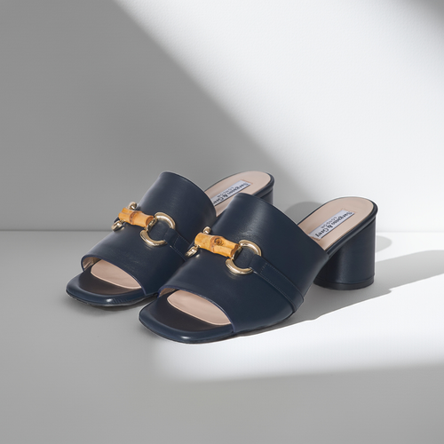 Amanda Extra Wide Width Mules  - Navy Leather