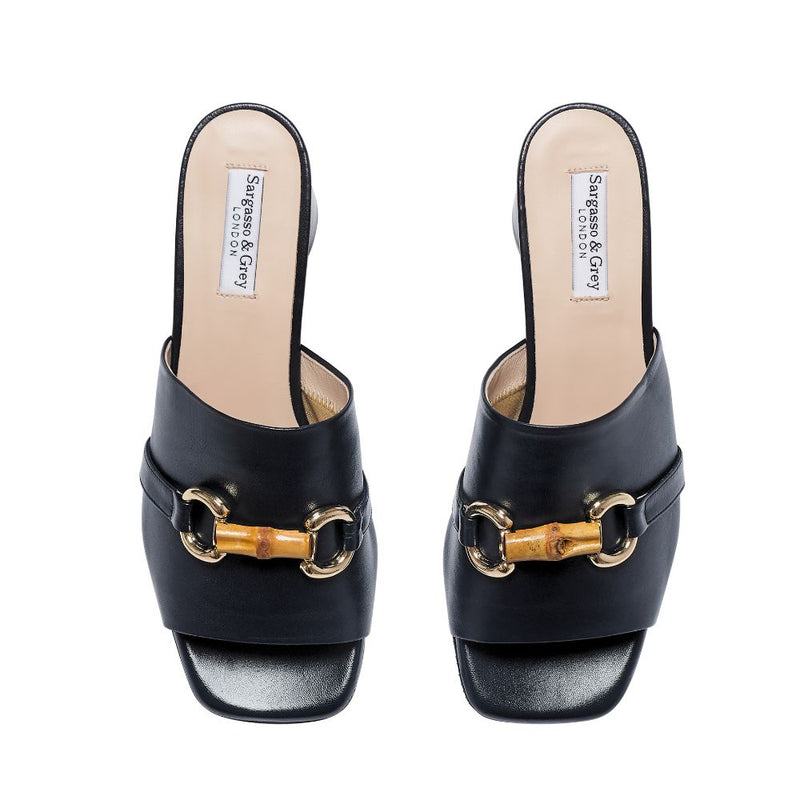 Amanda Extra Wide Width Mules  - Black Leather