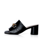 Amanda Extra Wide Width Mules  - Black Leather