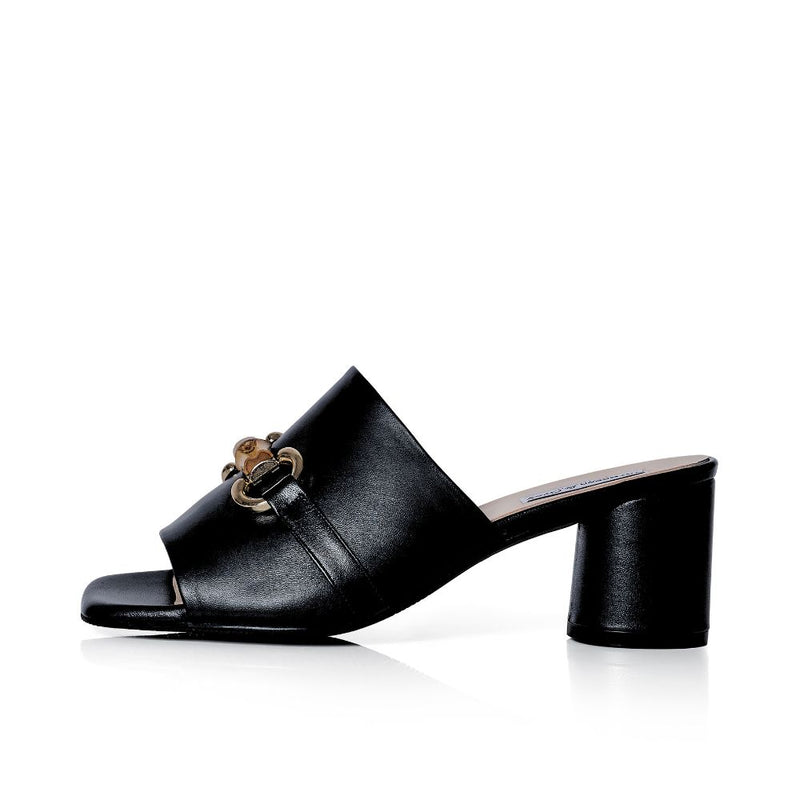 Amanda Extra Wide Width Mules  - Black Leather
