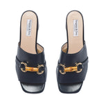 Amanda Extra Wide Width Mules  - Navy Leather