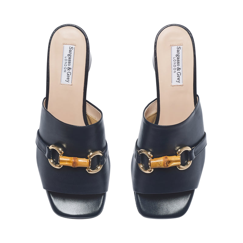 Amanda Extra Wide Width Mules  - Navy Leather