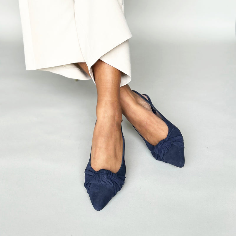 Andrea Wide Width Slingback - Navy Suede