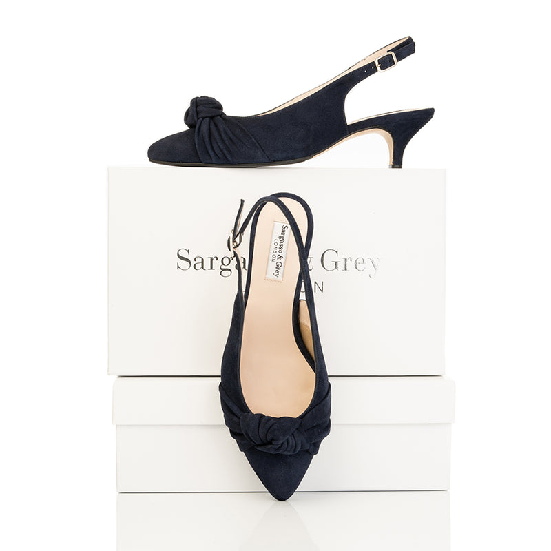 Andrea Wide Width Slingback - Navy Suede