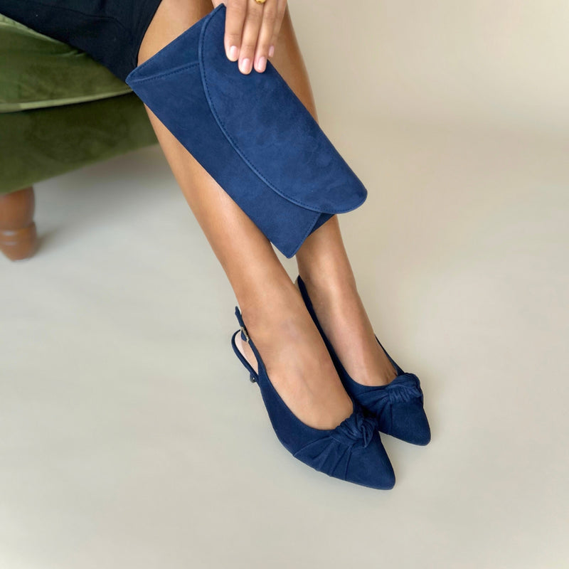 Andrea Wide Width Slingback - Navy Suede