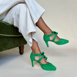 Anya Extra Wide Width Shoes - Green Suede