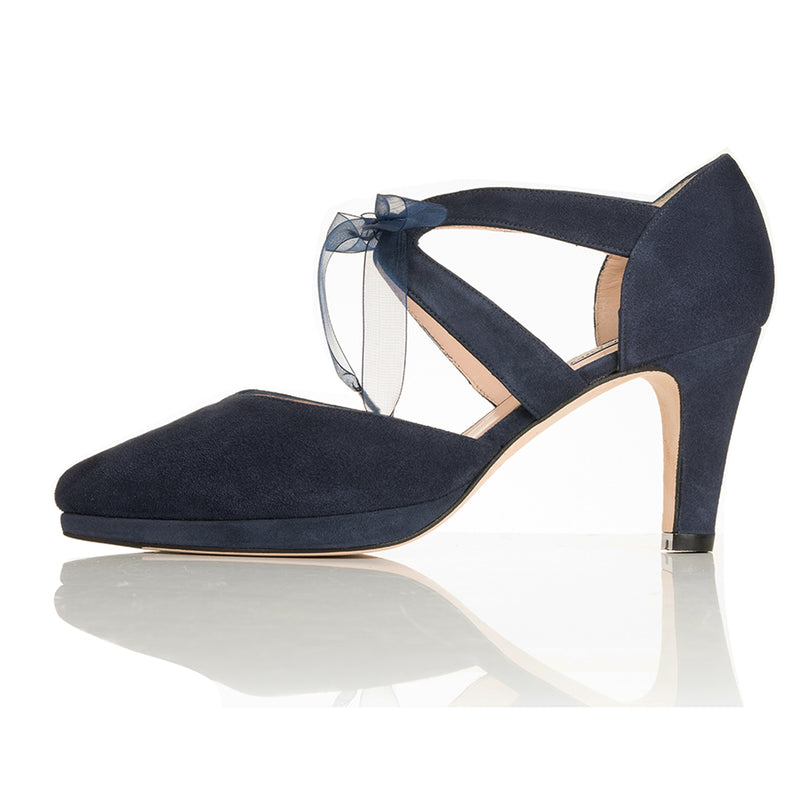 Anya Extra Wide Width Heels - Navy Suede