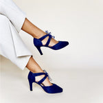 Anya Extra Wide Width Heels - Navy Suede