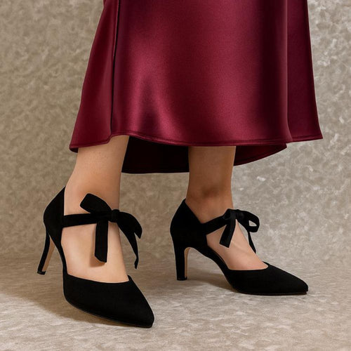 Arya Extra Wide Width Heels - Black Suede