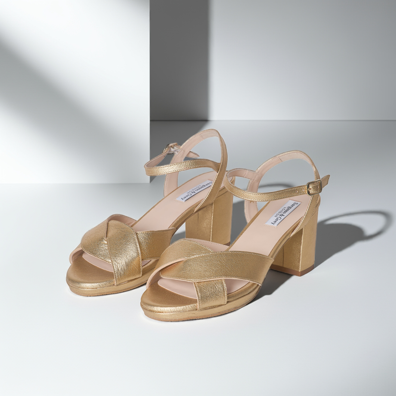 Belle - Extra Wide Width Sandal - Gold Leather