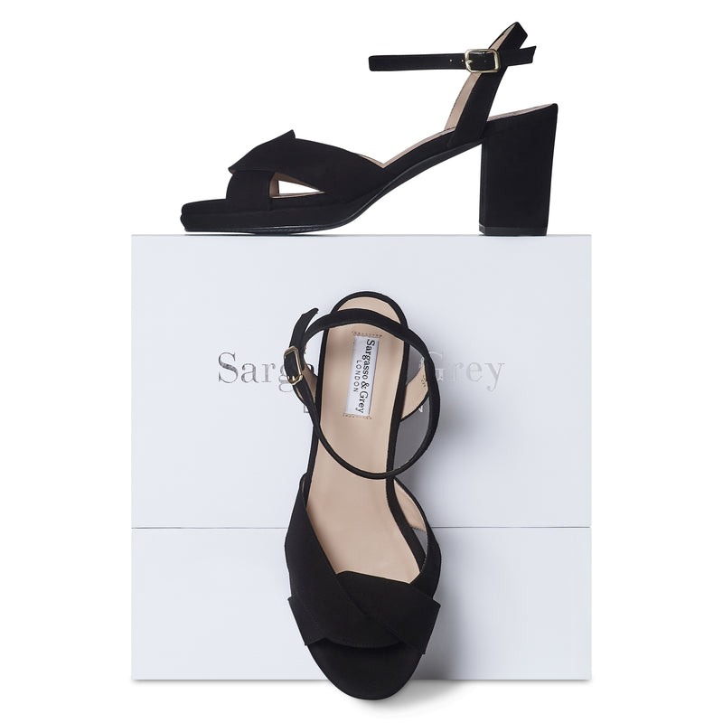 Belle - Extra Wide Width Sandal - Black Suede