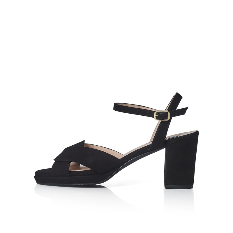 Belle - Extra Wide Width Sandal - Black Suede