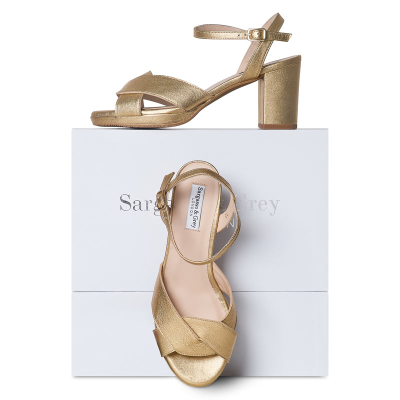 Belle - Extra Wide Width Sandal - Gold Leather