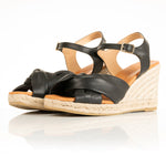 Bertie - Wide WIdth Wedge Sandal - Black Leather