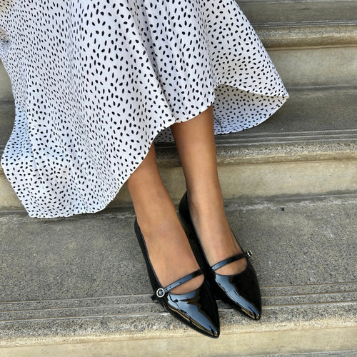 Billie Extra Wide Kitten Heels - Black Patent Leather