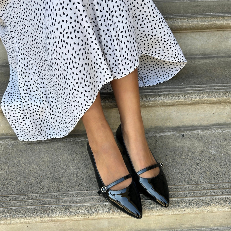 Billie Extra Wide Kitten Heels - Black Patent Leather