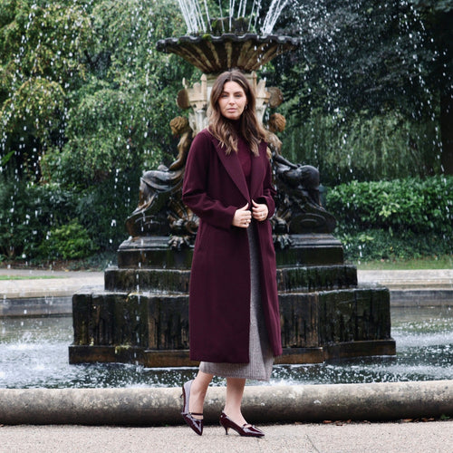 Billie Extra Wide Kitten Heels - Burgundy Patent Leather