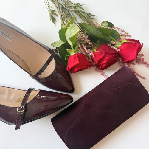 Elodie Clutch - Burgundy Suede