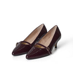 Billie Extra Wide Kitten Heels - Burgundy Patent Leather
