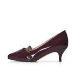 Billie Extra Wide Kitten Heels - Burgundy Patent Leather
