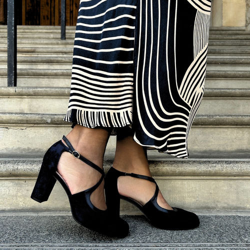 Gemma Extra Wide Pumps - Black Suede