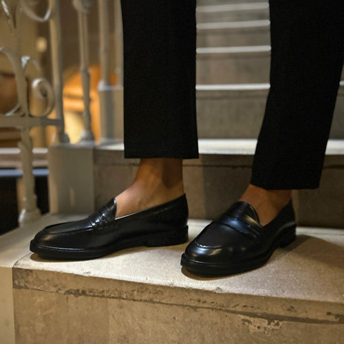 Wide Width Loafers  -  Black Leather