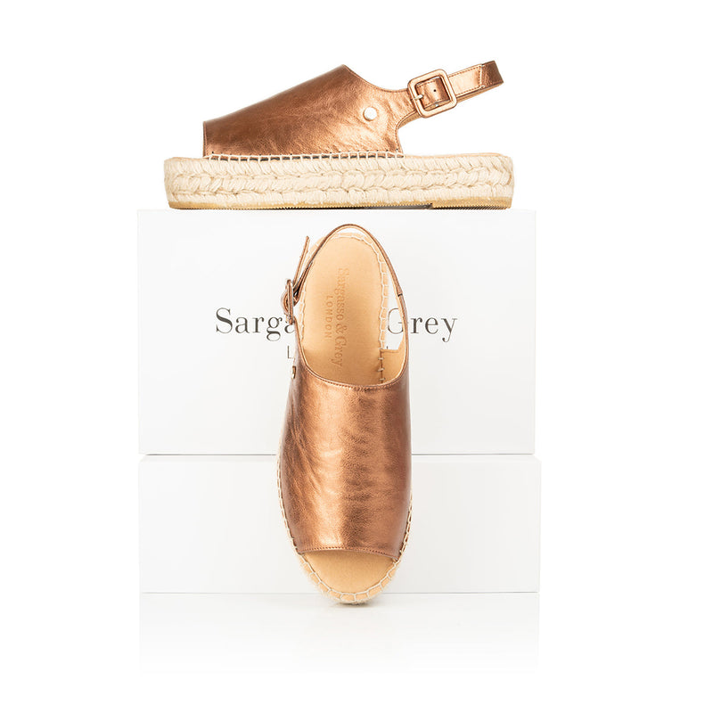 Bona - Extra Wide Width Espadrille - Bronze Metallic Leather