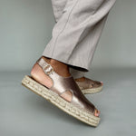 Bonnie - Extra Wide Width Espadrille - Rose Gold Metallic Leather