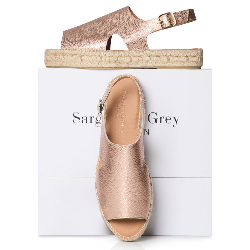 Bonnie - Extra Wide Width Espadrille - Rose Gold Metallic Leather