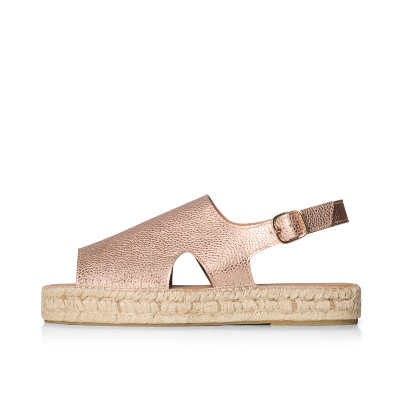 Bonnie - Extra Wide Width Espadrille - Rose Gold Metallic Leather