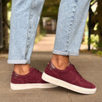 Emma Wide Width Sneakers - Burgundy Suede
