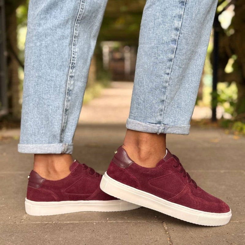 Emma Wide Width Sneakers - Burgundy Suede Sargasso and Grey USA Emma Wide Width Sneakers - Burgundy Suede Sargasso and Grey USA