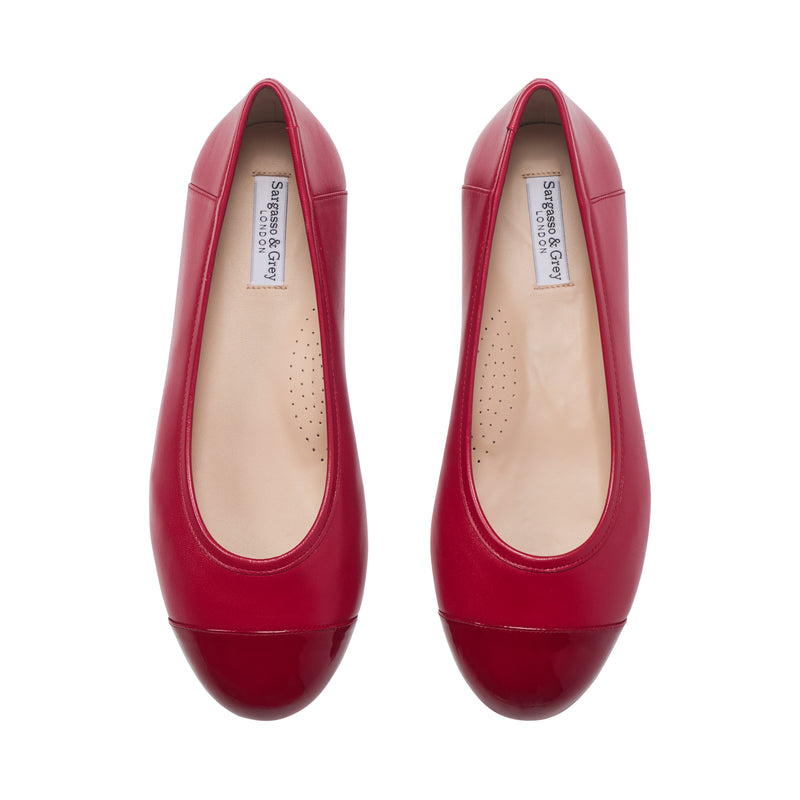 Capella Extra Wide Width Flats - Red Leather