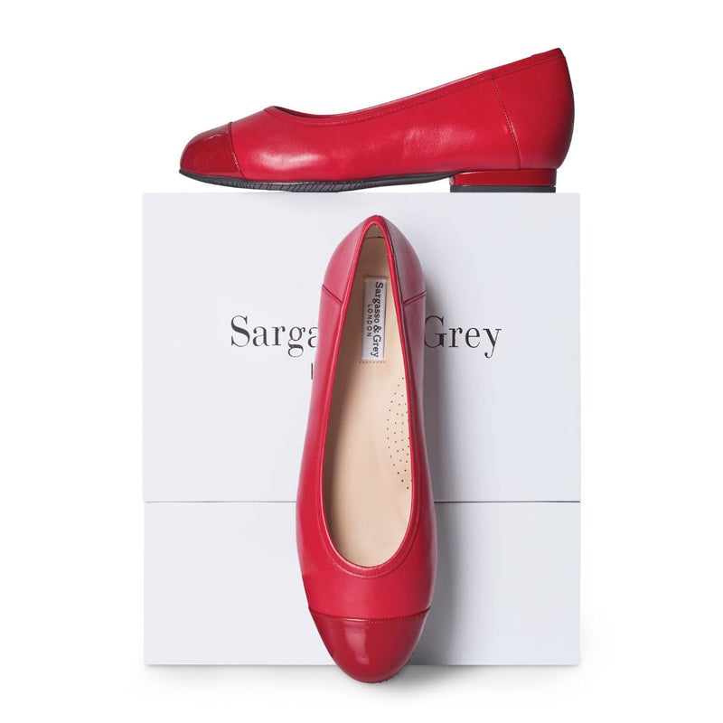 Capella Extra Wide Width Flats - Red Leather