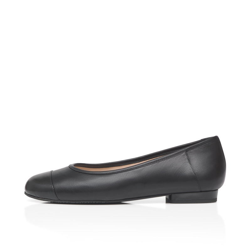 Wide Width Black Leather Ballet Flats Sargasso and Grey USA Wide Width Black Leather Ballet Flats Sargasso and Grey USA