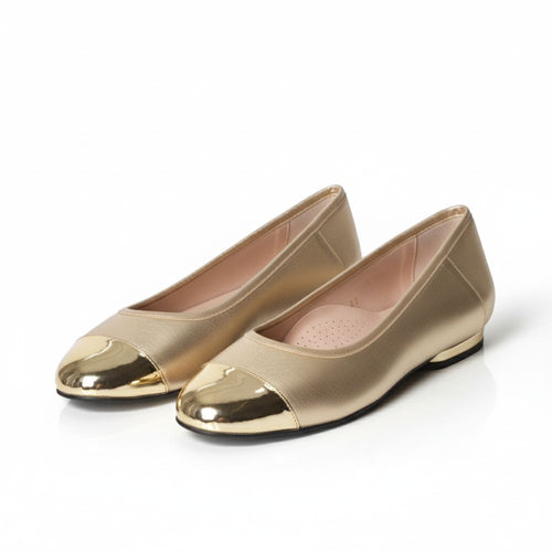 Capella Extra Wide Width Flats - Gold Leather