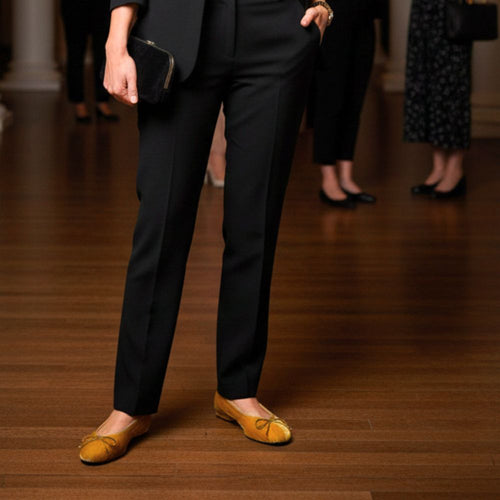 Clara Extra-Wide Width Flats - Ochre Velvet