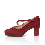 Clare Wide Width Mary Jane Platforms - Burgundy Suede