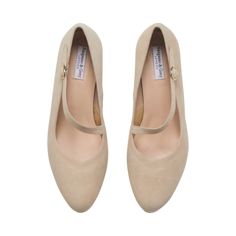 Clare Wide Width Mary Jane Platforms - Almond Suede