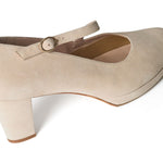 Clare Wide Width Mary Jane Platforms - Almond Suede
