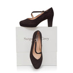 Clare Wide Width Mary Jane Platforms - Brown Suede